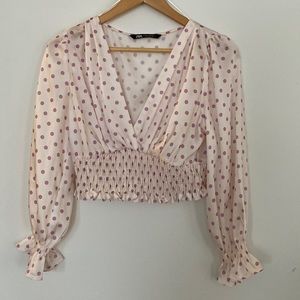 Zara Cropped Polka Dot Top